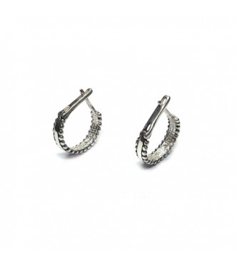 E000882 Genuine Sterling Silver Stylish Earrings Hoops Solid Hallmarked 925 Handmade